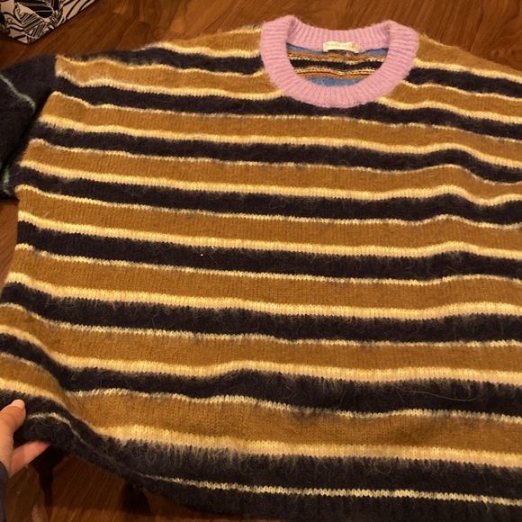 Stine Goya / lucs alpaca stripes fluffy colorblock oversize Sweater Large L - Picture 7 of 8